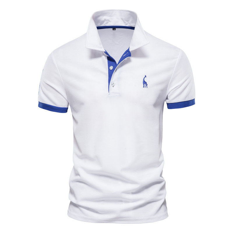 Men's Casual Fawn Embroidered Pique Polo Shirt