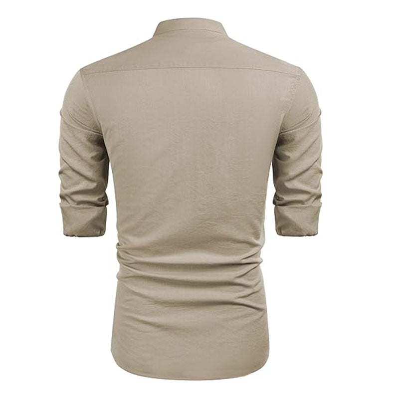 Casual  Cotton And Linen  Long-Sleeved Shirt