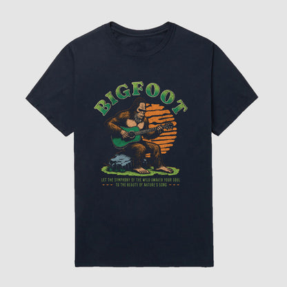 Bigfoot Playing Guitar In The Forest Short Sleeve T-shirt