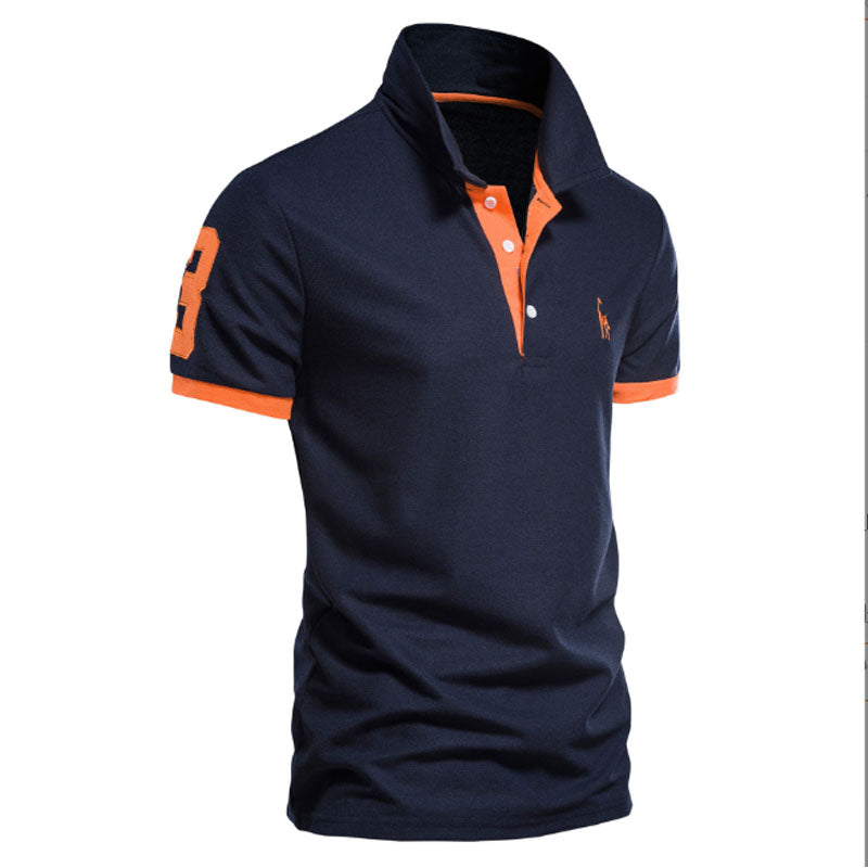 Men's Casual Fawn Embroidered Pique Polo Shirt