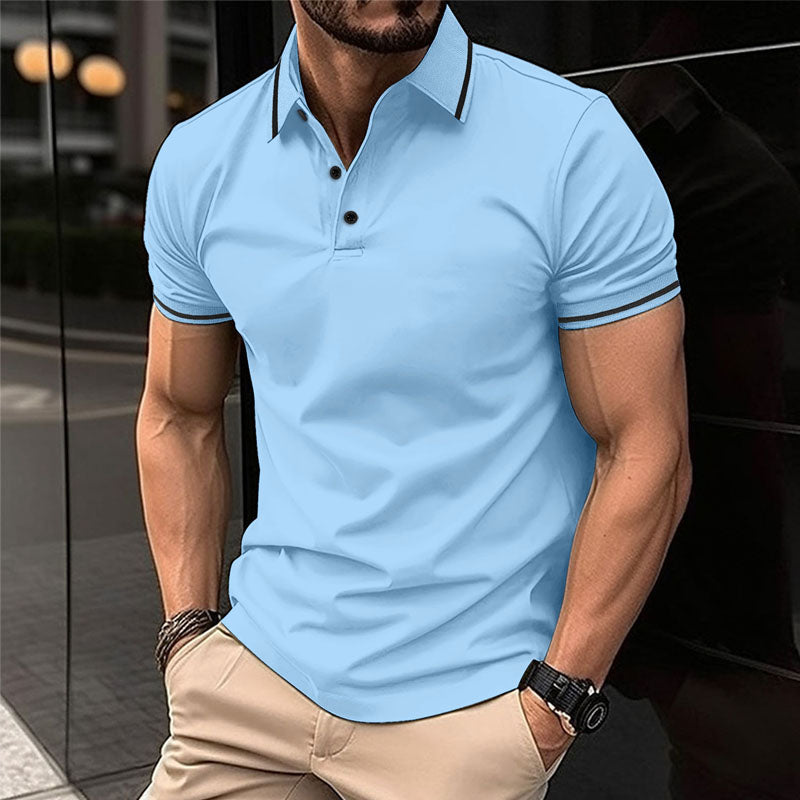 Men's Casual Button Rib Collar sports polo shirt