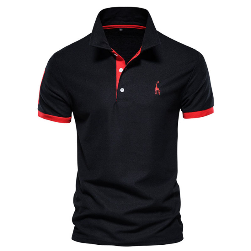 Men's Casual Fawn Embroidered Pique Polo Shirt