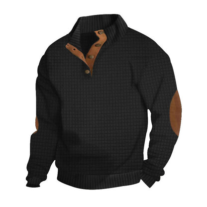 Casual 1/4 Button Checkered Sweatshirt