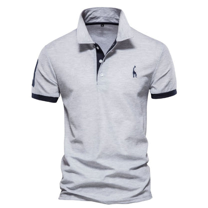 Men's Casual Fawn Embroidered Pique Polo Shirt