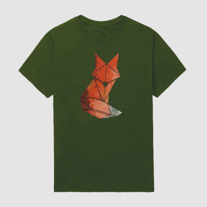 Men Outdoor Forest Geometric Fox Short Sleeve T-Shirt