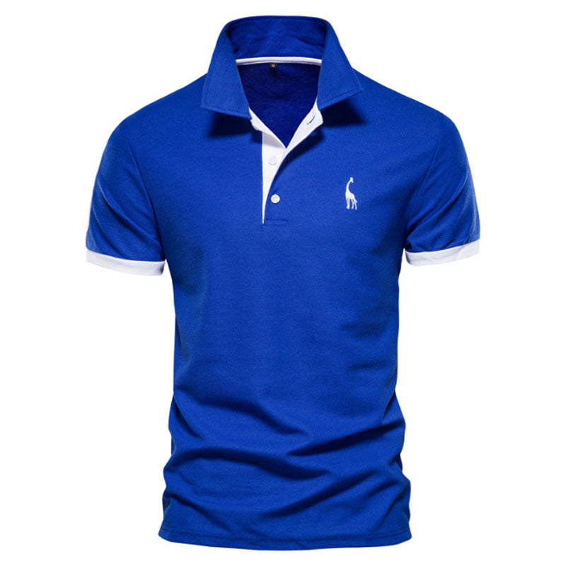 Men's Casual Fawn Embroidered Pique Polo Shirt