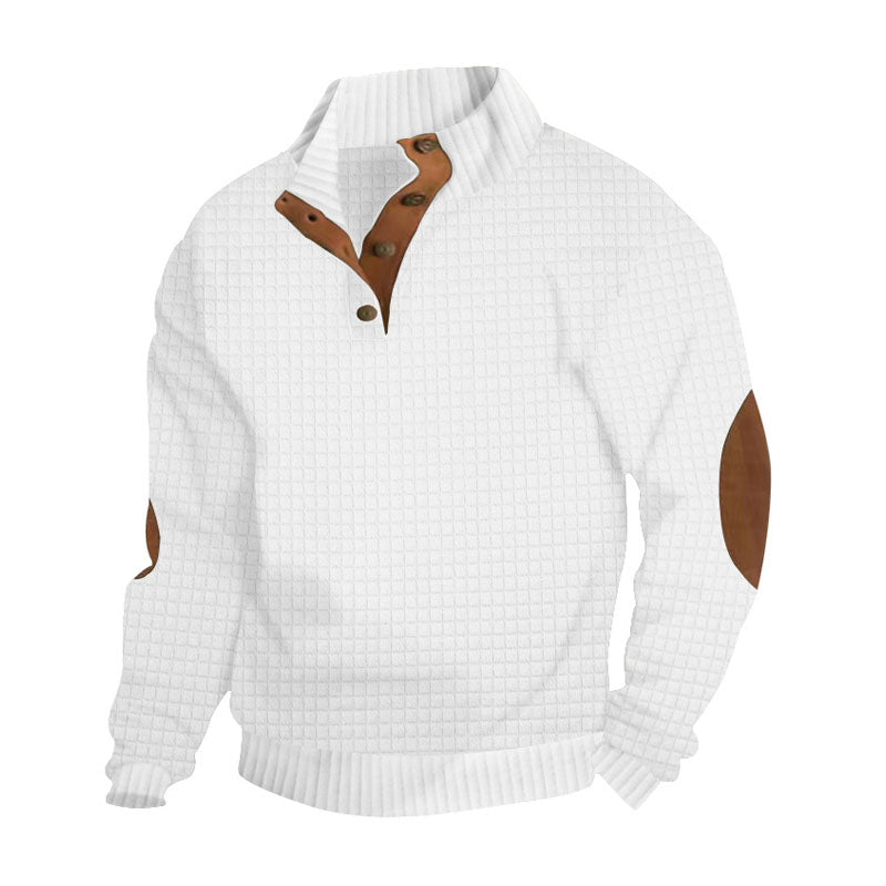 Casual 1/4 Button Checkered Sweatshirt