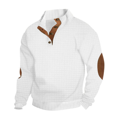 Casual 1/4 Button Checkered Sweatshirt