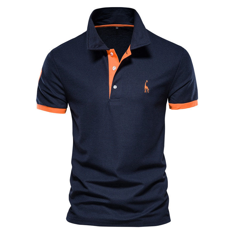 Men's Casual Fawn Embroidered Pique Polo Shirt