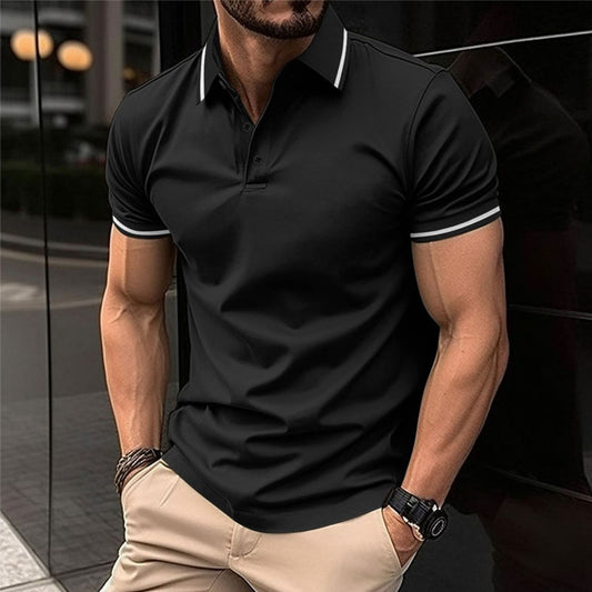 Men's Casual Button Rib Collar sports polo shirt