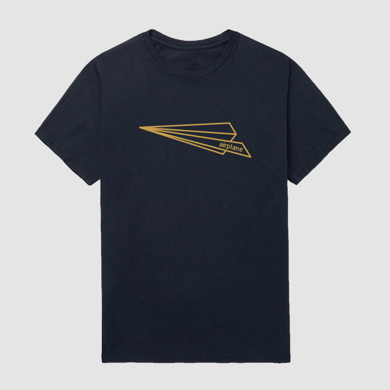 Gold Edition Minimal Paper Plane-Take Off Short Sleeve T-Shirt