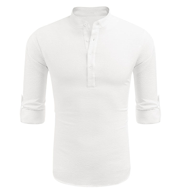 Casual Waffle Henley Long Sleeve Shirt