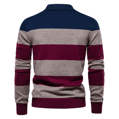 Men's High Quality 100% Cotton Turtleneck Plaid Vintage Casual All-match Sweater