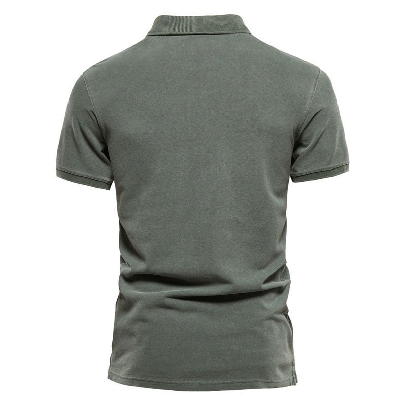 Men's High Quality Washed 100% Cotton Casual Versatile Polo Shirt