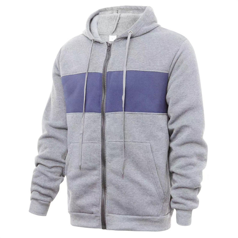 Men's Zip Color Block Cardigan Casual Hoodie Jacket