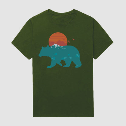 Men's Outdoor Forest Bear Short Sleeve T-Shirt