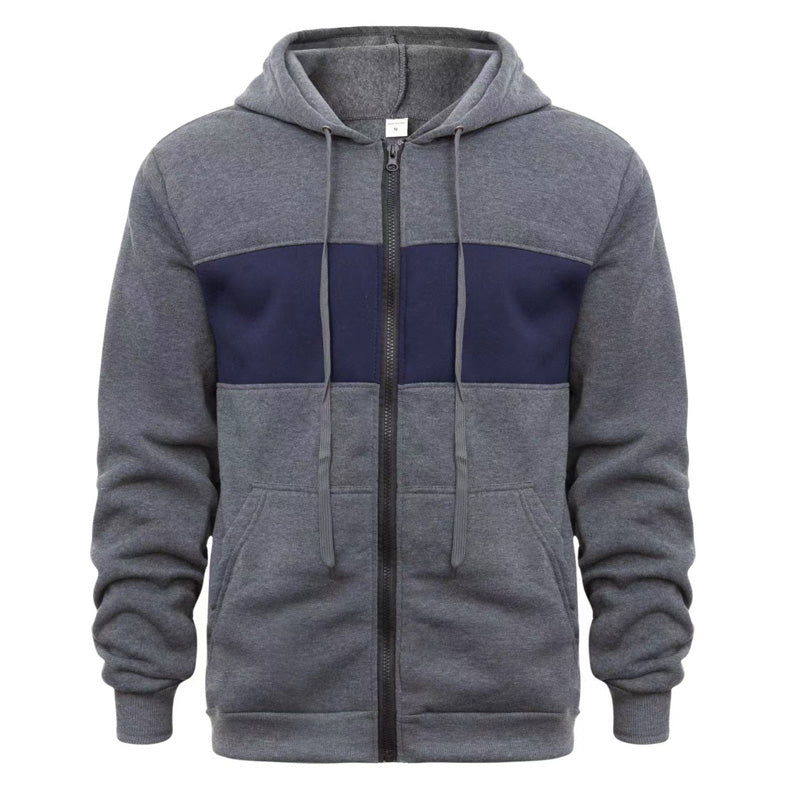 Men's Zip Color Block Cardigan Casual Hoodie Jacket