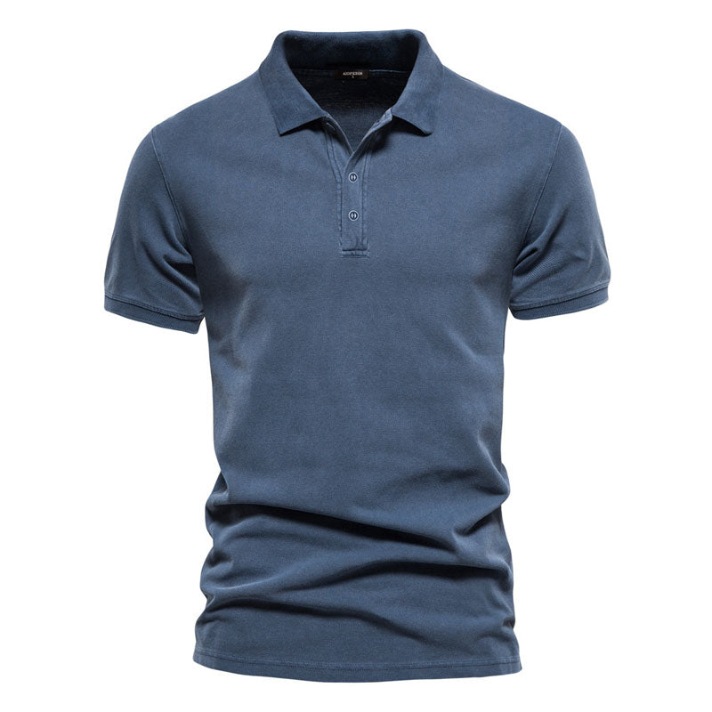 Men's High Quality Washed 100% Cotton Casual Versatile Polo Shirt