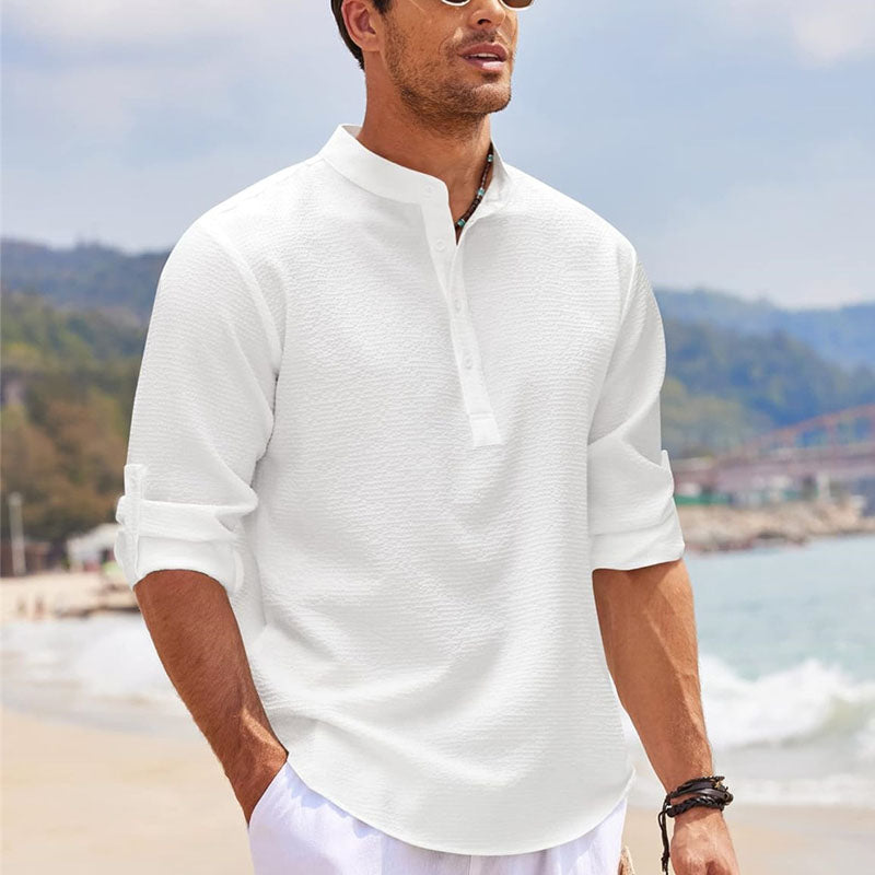 Casual Waffle Henley Long Sleeve Shirt