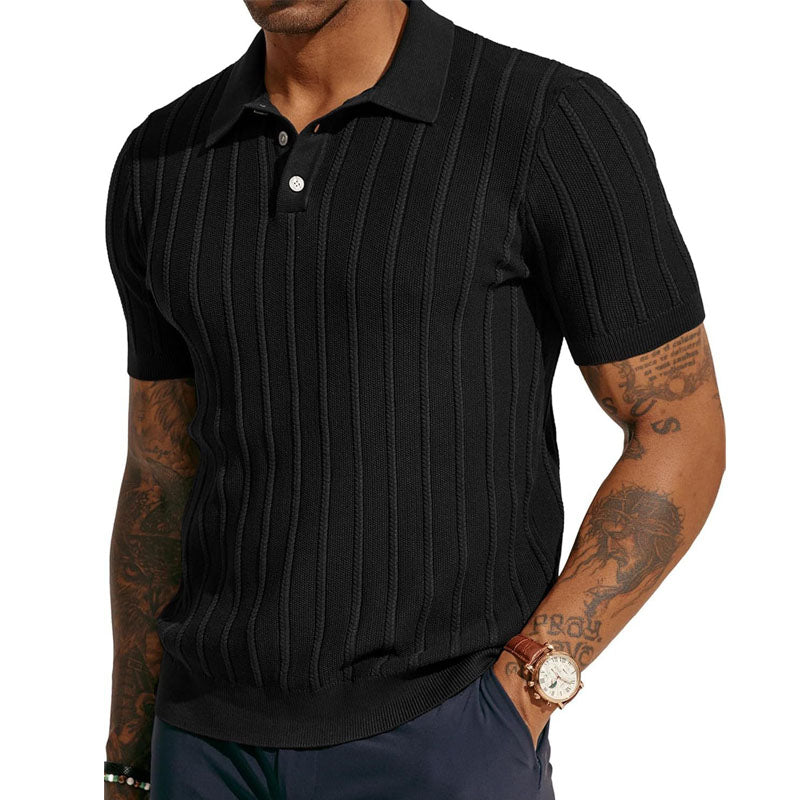 Men's Casual Knitted Breathable Polo Shirt