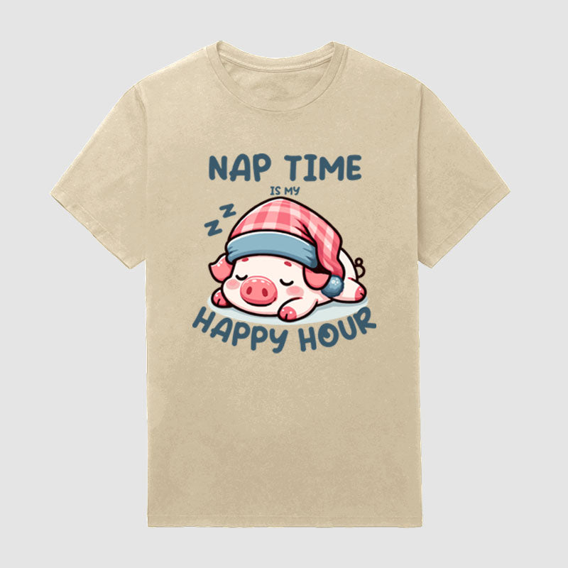 Funny Nap Time Is My Happy Hour Short Sleeve T-Shirt