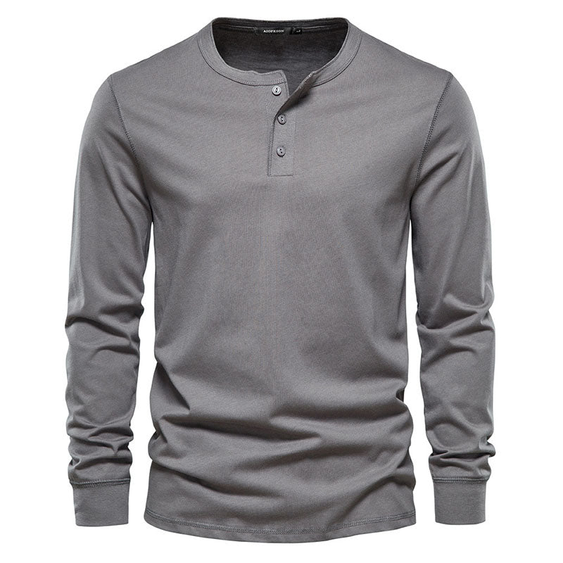 Classic Henley Top Long Sleeve Sweatshirt