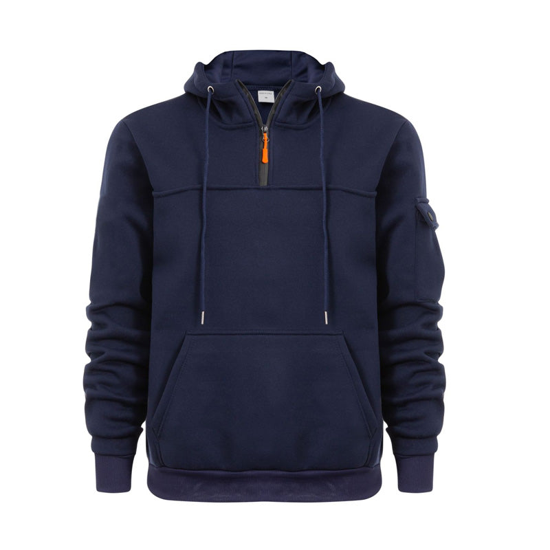 Men's Zipper Arm Pocket Pullover Hoodie