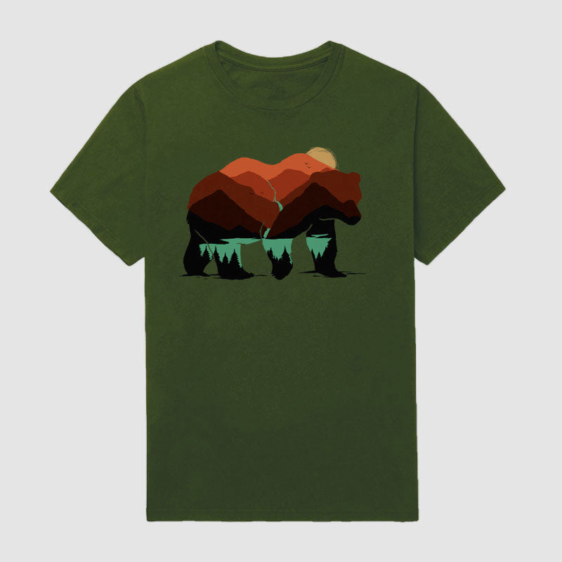 Men's Outdoor Bear Forest Short Sleeve T-Shirt