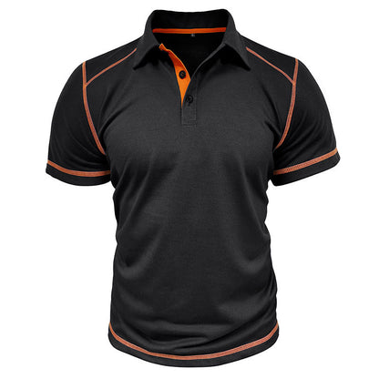 Men's Color Block Topstitched POLO Short Sleeve T-Shirt