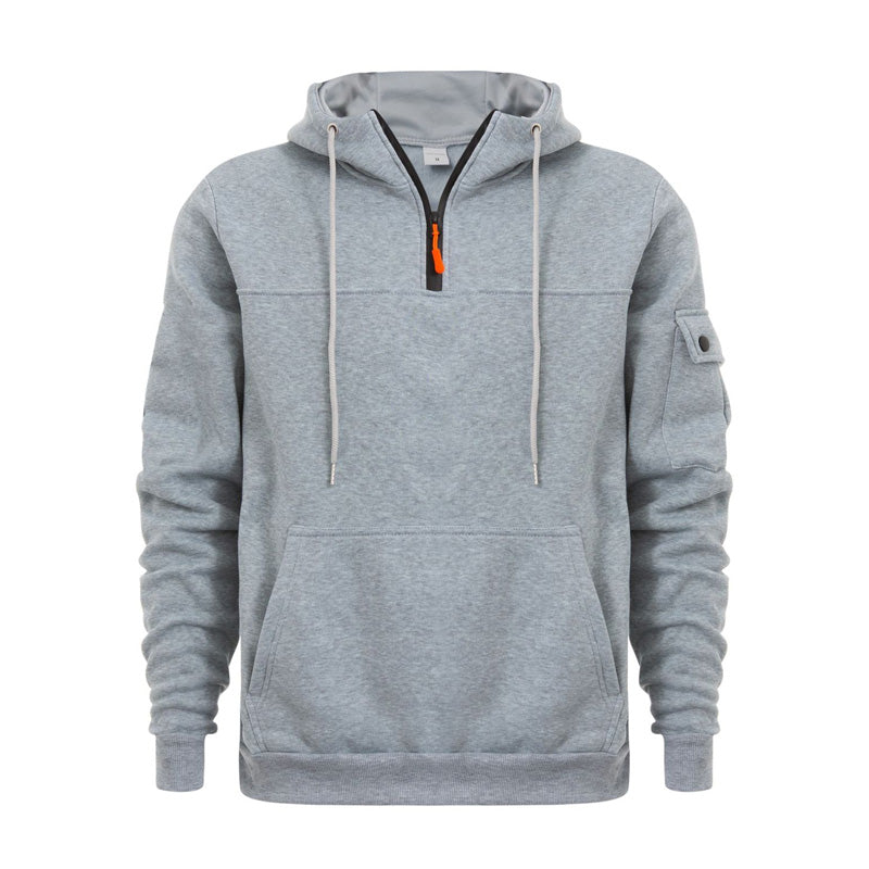 Men's Zipper Arm Pocket Pullover Hoodie