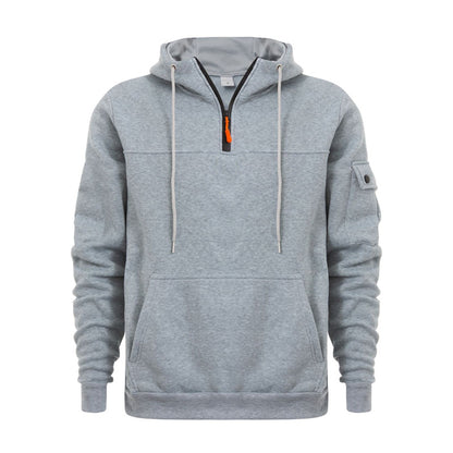 Men's Zipper Arm Pocket Pullover Hoodie