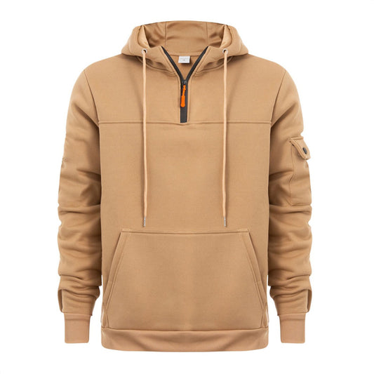 Men's Zipper Arm Pocket Pullover Hoodie