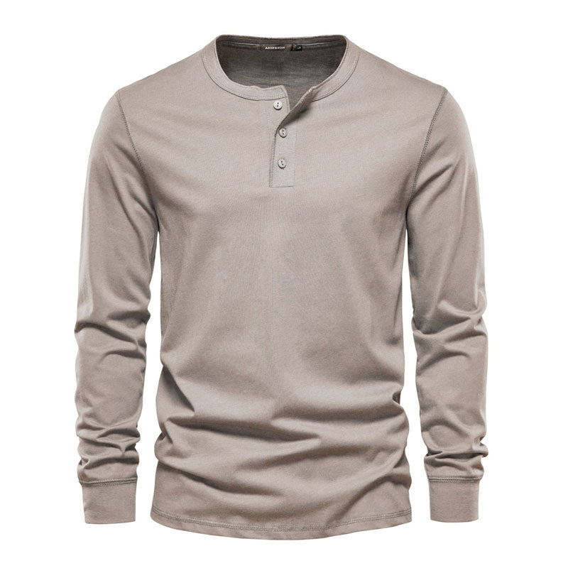 Classic Henley Top Long Sleeve Sweatshirt