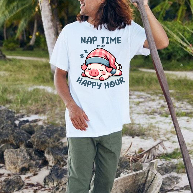 Funny Nap Time Is My Happy Hour Short Sleeve T-Shirt