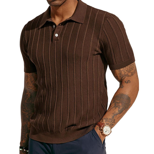 Men's Casual Knitted Breathable Polo Shirt