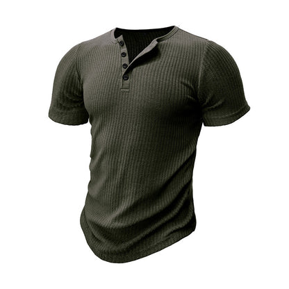 Pit Henley Button Short Sleeve T-Shirt