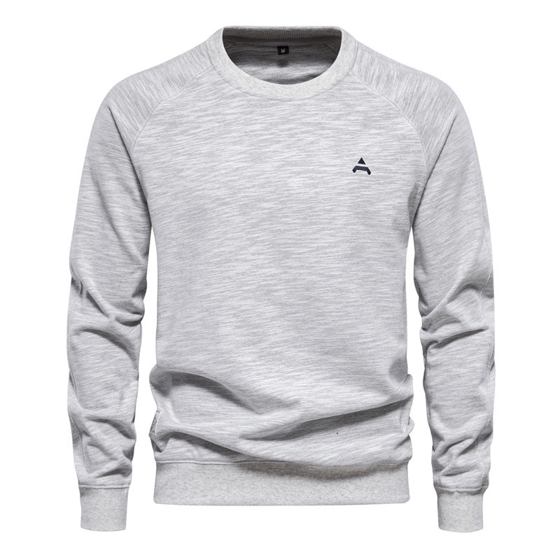 Men's High Quality Embroidered Raglan Sleeve Casual All-match Round Neck Pullover Sweatshirt