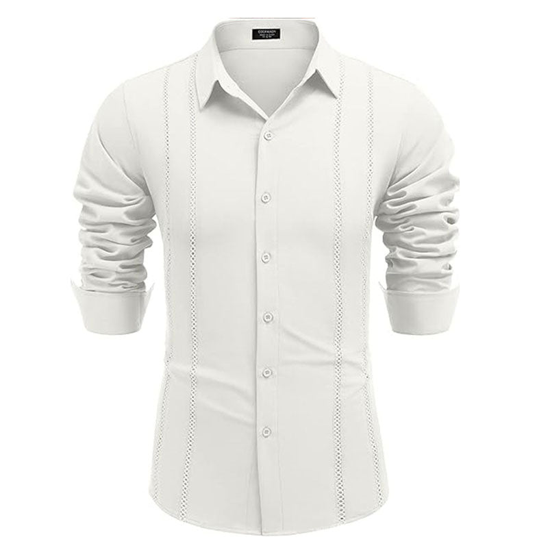 Casual Cotton Linen Button-Down Long Sleeve Shirt