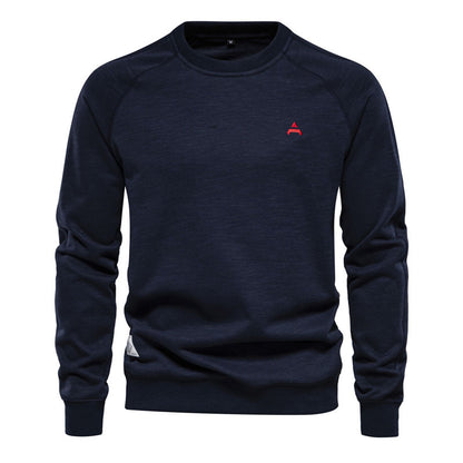 Men's High Quality Embroidered Raglan Sleeve Casual All-match Round Neck Pullover Sweatshirt