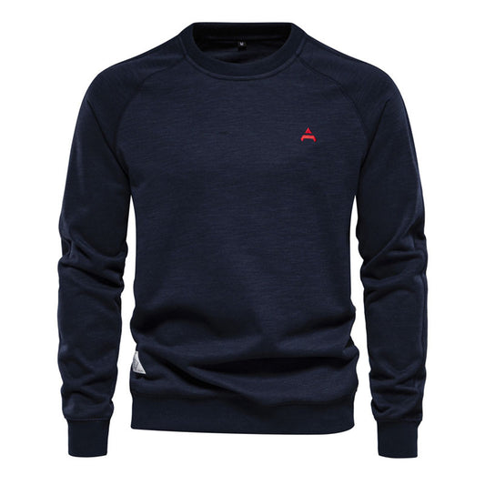 Men's High Quality Embroidered Raglan Sleeve Casual All-match Round Neck Pullover Sweatshirt