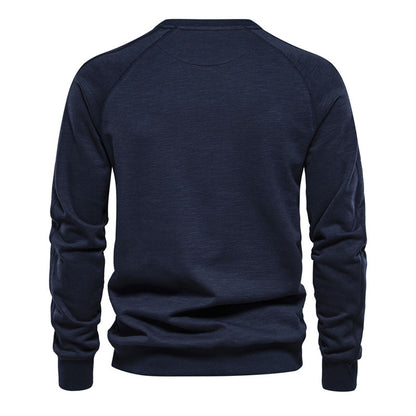 Men's High Quality Embroidered Raglan Sleeve Casual All-match Round Neck Pullover Sweatshirt