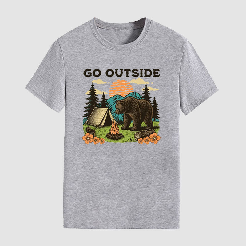 Outdoor Brown Bear Camping Short Sleeve T-Shirt