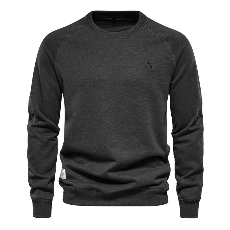 Men's High Quality Embroidered Raglan Sleeve Casual All-match Round Neck Pullover Sweatshirt