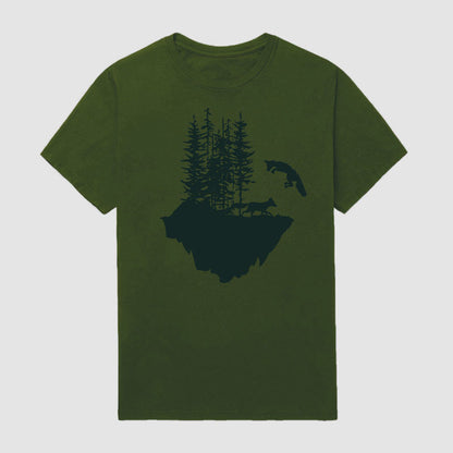 Men Outdoor Forest Fox Short Sleeve T-Shirt