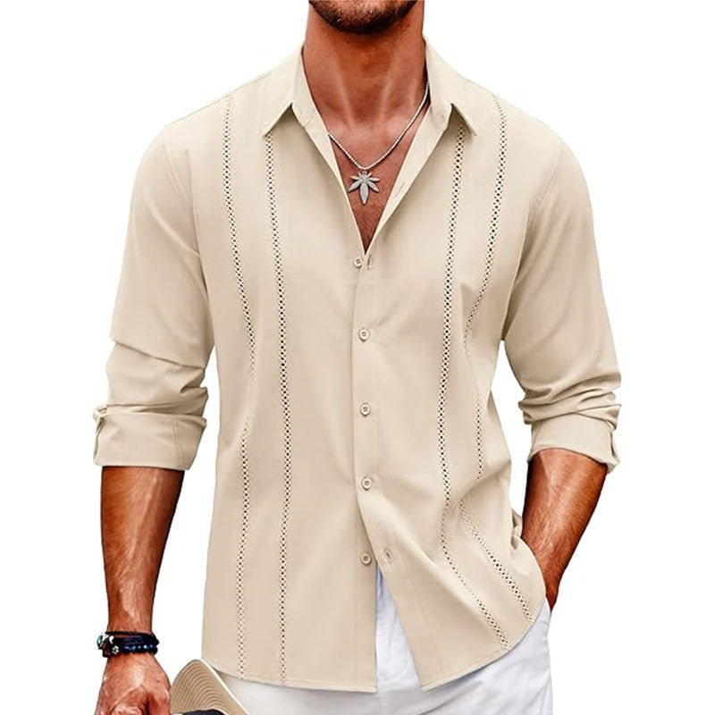 Casual Cotton Linen Button-Down Long Sleeve Shirt