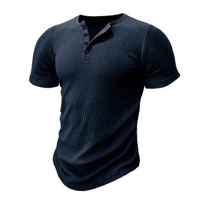 Pit Henley Button Short Sleeve T-Shirt