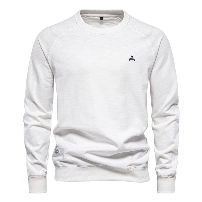 Men's High Quality Embroidered Raglan Sleeve Casual All-match Round Neck Pullover Sweatshirt