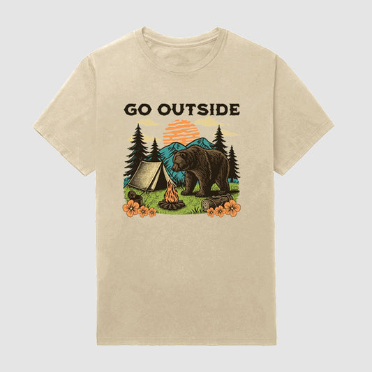 Outdoor Brown Bear Camping Short Sleeve T-Shirt