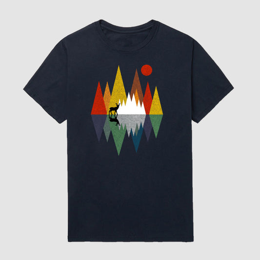 Retro Geometric Deer T-Shirt