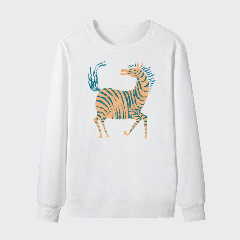 Men Outdoor Geometric Zebra Animal Cotton Sweatshirt